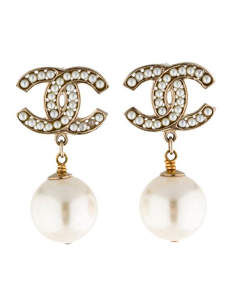 pearl chanel earrings cc|chanel pearl drop earrings price.